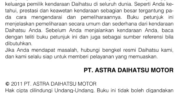 Buku Manual Panduan Daihatsu Xenia Mas Cecep