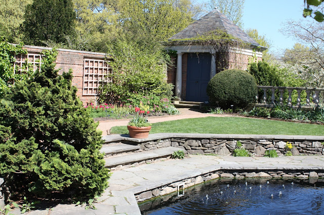 Water feature in the English Walled Garden in Chicago Botanic Garden