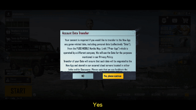 do you want to transfer to pubg global to bgmi india