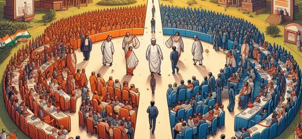 Mahatma Gandhi represenls the middle path approach in India Politics. Give logical explanation