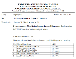 Surat Undangan Seminar Proposal Penelitian