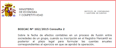 BOICAC 102 Consulta 2 fecha efectos contables fusión