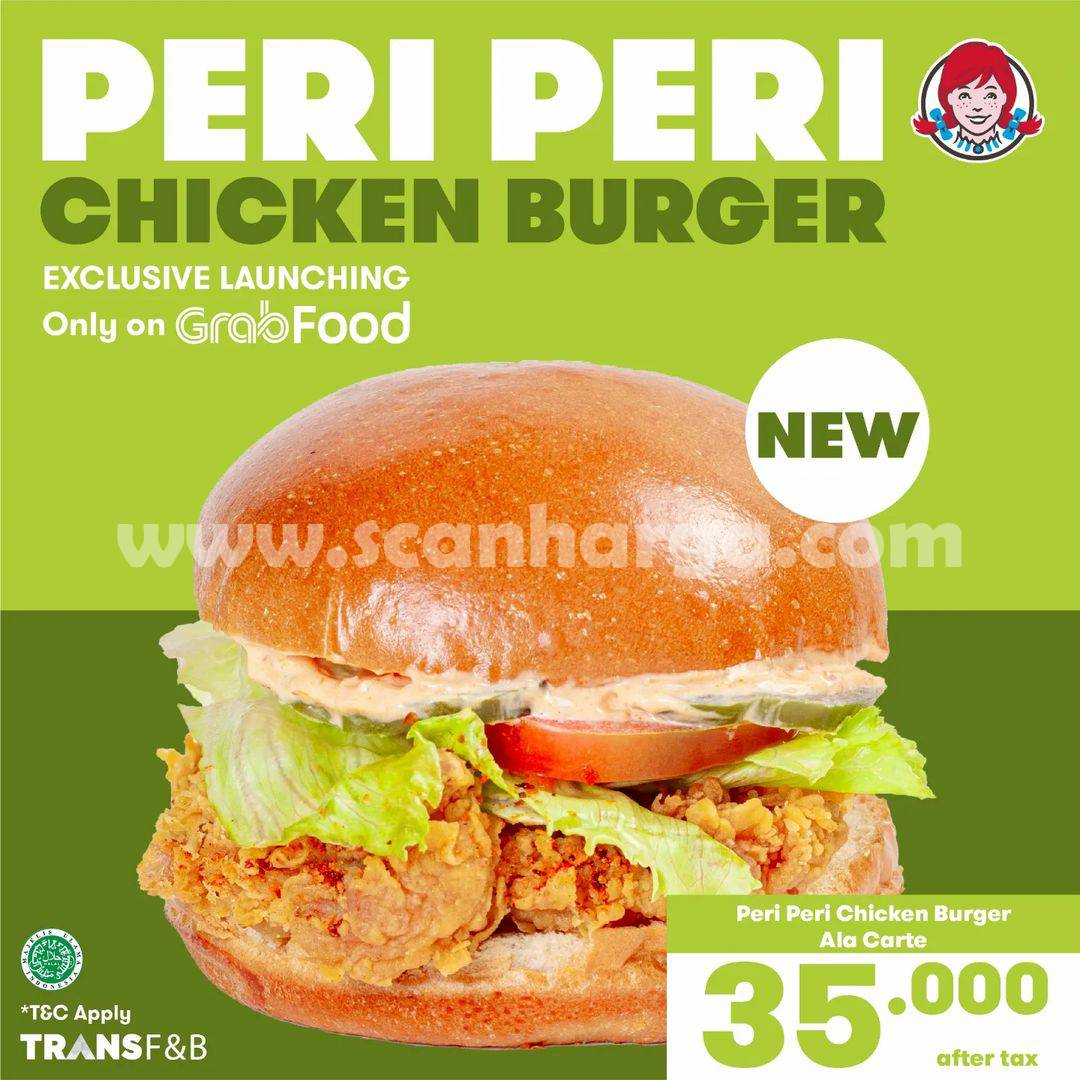 WENDYS Promo Peri Peri Chicken Burger mulai 35 Ribu*