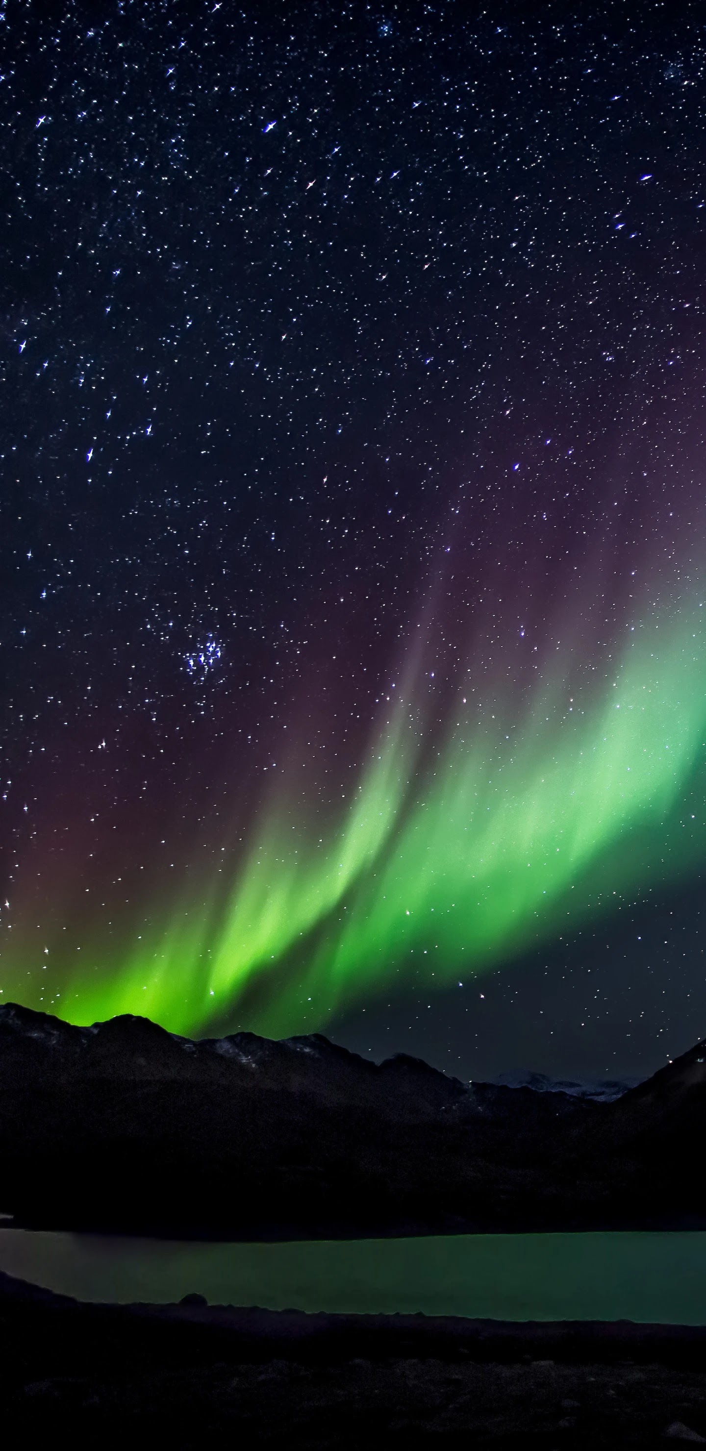 Aurora Borealis phone wallpaper - Earth - Nature - Night - Light - Stars - Starry Sky - Mountain - Lake - ponselwallpaper