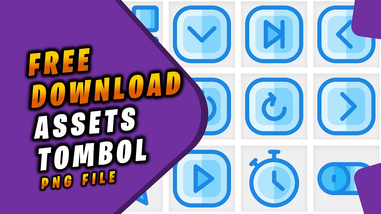 Free Download Asset Button/Tombol Media Interaktif dengan Warna Biru format PNG