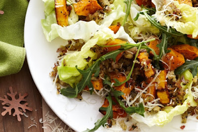 Pumpkin & rocket salad with herb stuffing crumbs Recipe