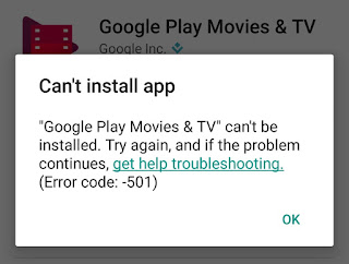 Google Play Store Error 501 while updating a G   oogle app