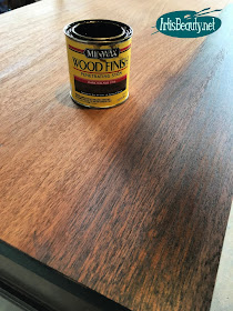 Minwax mahogany dark walnut stain for vintage bow front buffet makeover