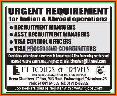 Urgent Job Requirement for Middle East