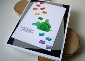 Clean and Simple Rainbow Snail Mail card by Jess Crafts featuring Newton's Nook Designs In Slow Motion