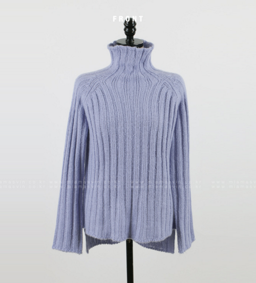 Funnel Neck Hi-Low Knit Pullover