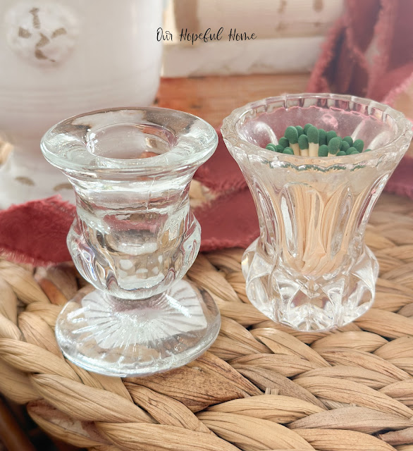 thrifted crystal glass matchstick holders