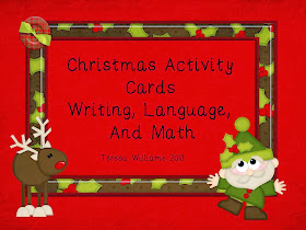 http://www.teacherspayteachers.com/Product/Christmas-Activity-Cards-Writing-Language-and-Math-755322