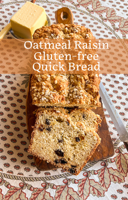 Food Lust People Love: This oatmeal raisin gluten-free quick bread is made with oat flour and a bread flour mix for a light loaf that is great as is and even better toasted.