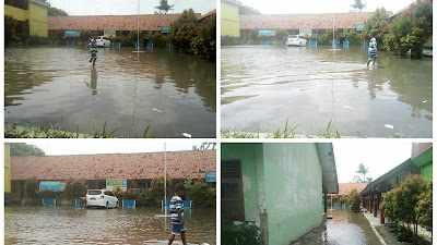 Saluran Air Buruk, 2 SD Negeri Di Desa Kramat Tergenang Air Hingga Masuk Kelas 