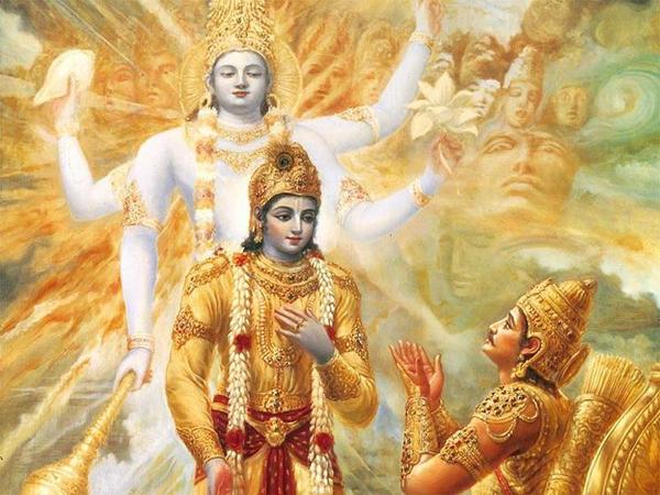 Krishna Enlightens Arjuna with the Vedic Wisdom