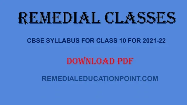 CBSE syllabus for Class 10 for Academic session 2021-22 (pdf) download