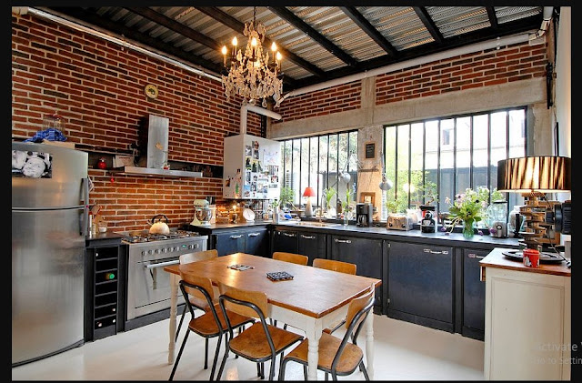 Open Kitchen Design Ideas with exposed brick