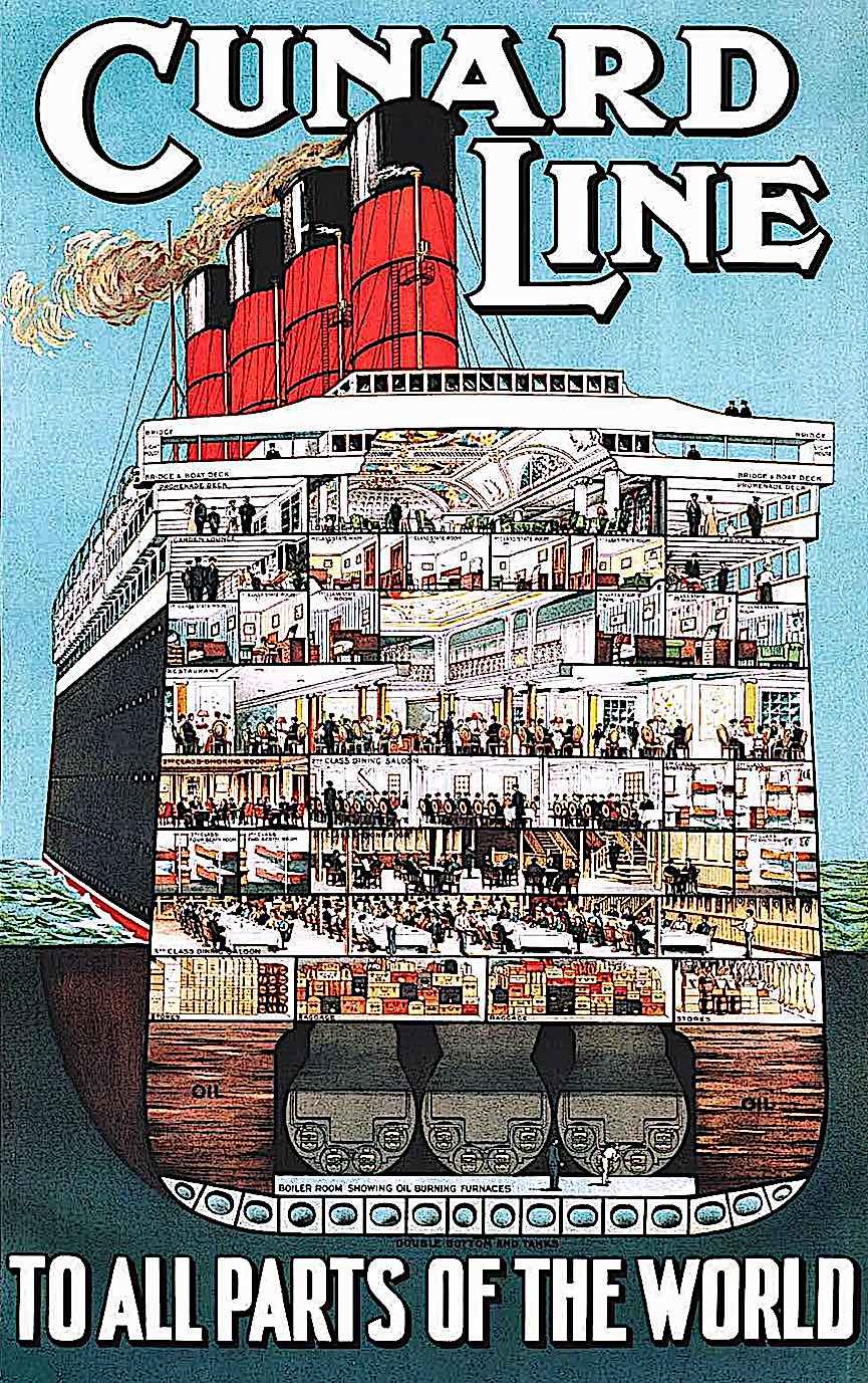 an old travel poster, cunard lines