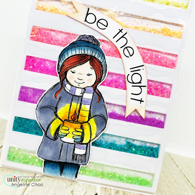 ScrappyScrappy: Phyllis Harris-Unity Stamp release - Be the light #scrappyscrappy #unitystampco #phyllisharris #card #cardmaking #stamp #stamping #youtube #quicktipvideo #shakercard #bethelight #interactivecard #rainbowglitter #copicmarkers #wowglitter