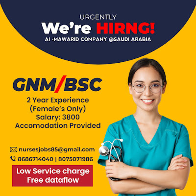 Urgently Required Female Nurses for Saudi Arabia