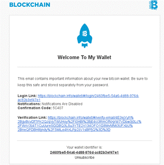 Blockchain.info welcome message