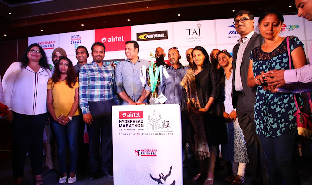  Hyderabad Runners Society and Bharti Airtel together with the Govt. of Telangana unveiled the specially designed Finisher's Medals and Corporate Trophy for the 6th Edition of the Airtel Hyderabad Marathon. 