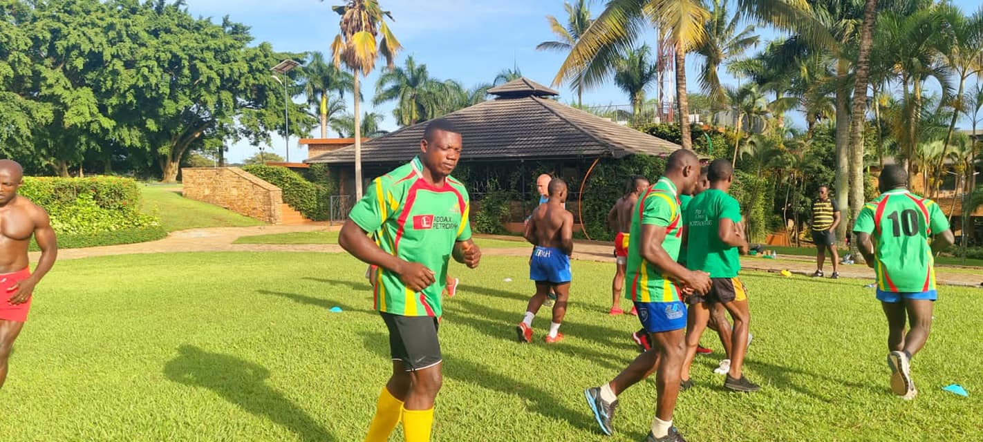 Lions Indomptables du rugby à 7 à Ouganda - premiere seance d'entrainement