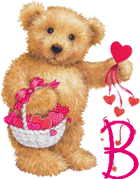Osito con Abecedario y Cesta con Corazones. Bear with Hearts Abc.