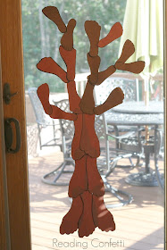 A handprint and footprint tree is a fun way for the family to create a fall bucket list.