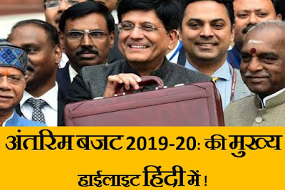 Interim Budget 2019-20: Highlight With Details  In Hindi