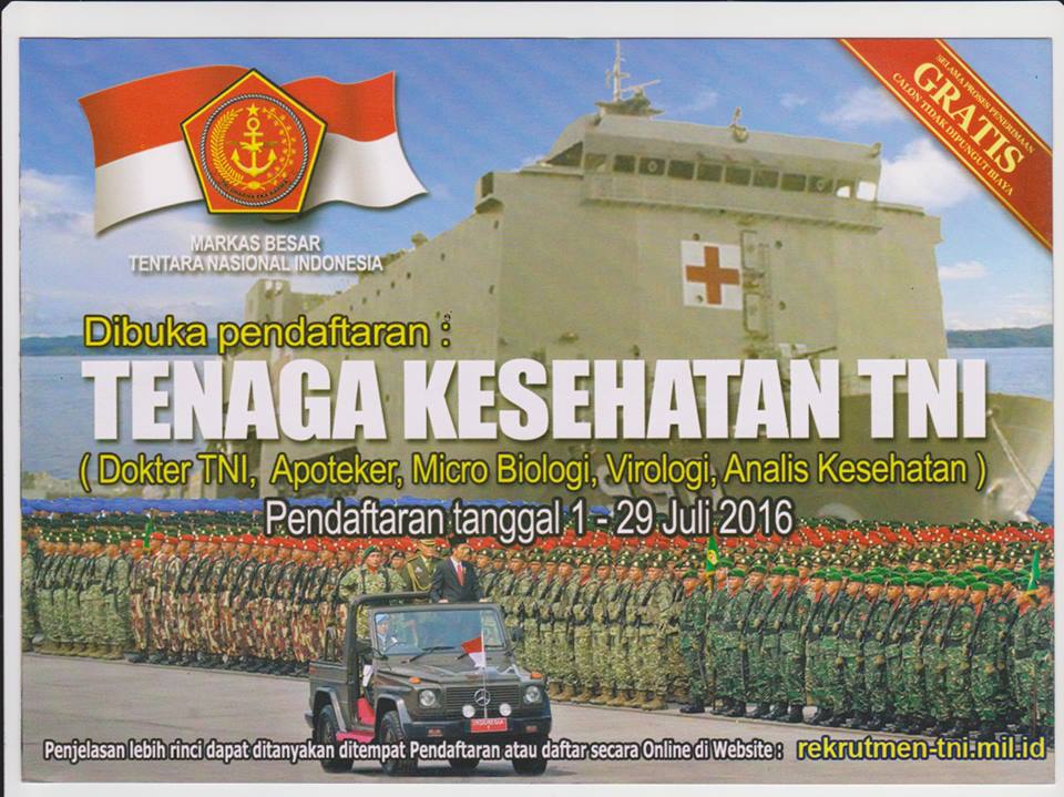 Lowongan Kerja Tenaga Kesehatan TNI (Ditutup: 29 Juli 2016 