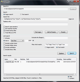 Windows Regular Expressions Search Tool 