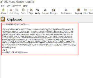 Ater encrypting the text in PGP tool