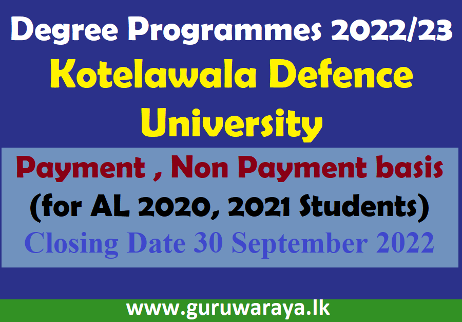 Degree Programmes - Kotelawala Defence university 2022/23