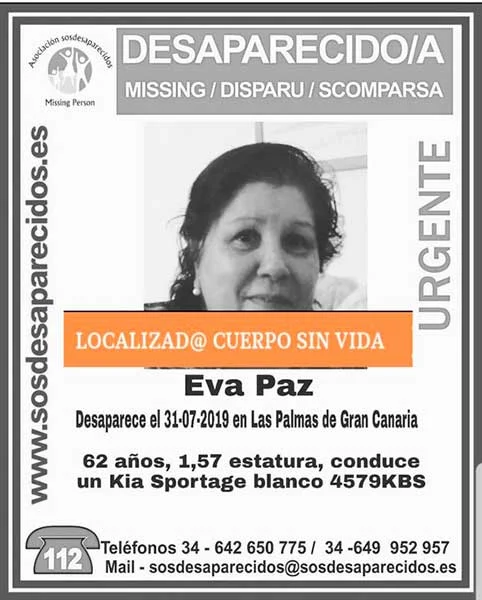Eva Paz, mujer desaparecida encontrada muerta, Las Palmas de Gran Canaria