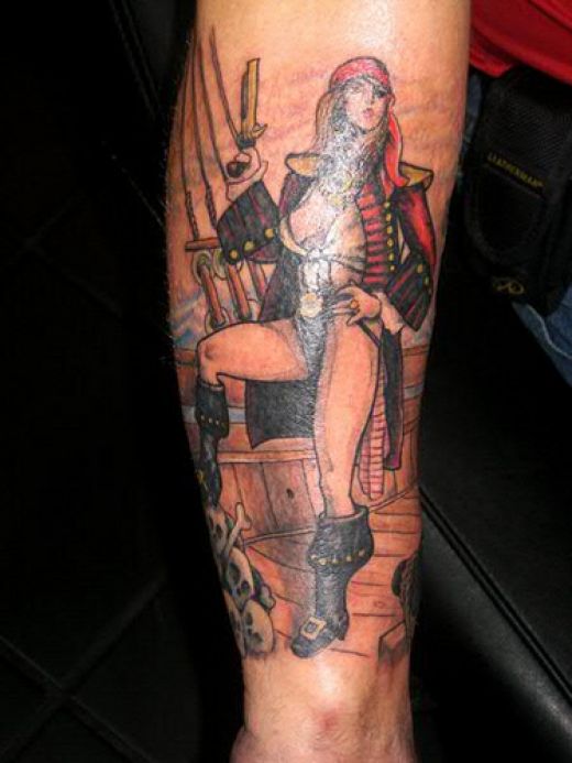 naked girl tattoos. Pirate Tattoos