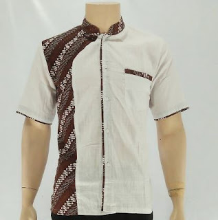 Kemeja batik pria kombinasi polos modis keren