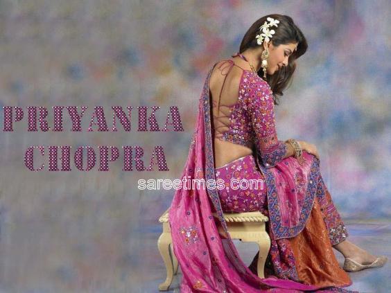 Priyanka Chopra Saree Blouse Design for Back