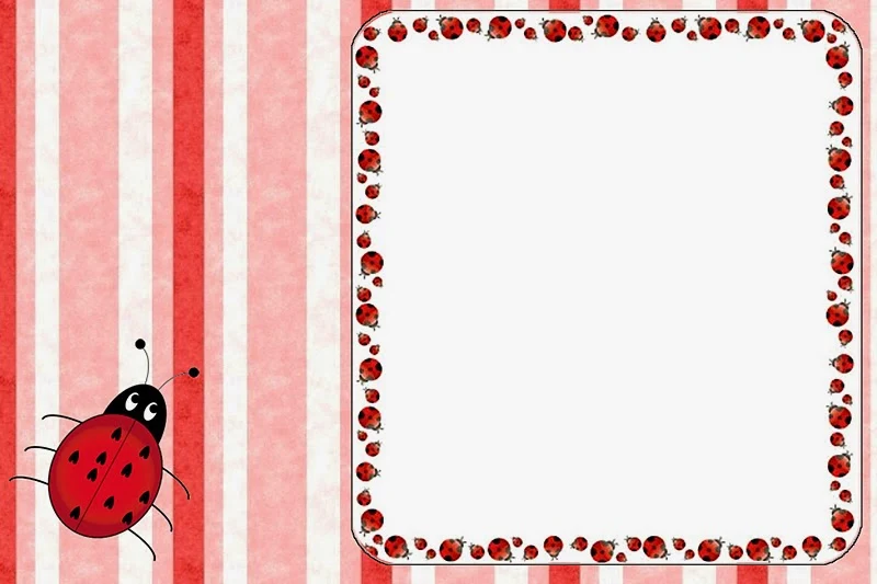 Ladybugs: Free Printable Invitations, Labels or Cards