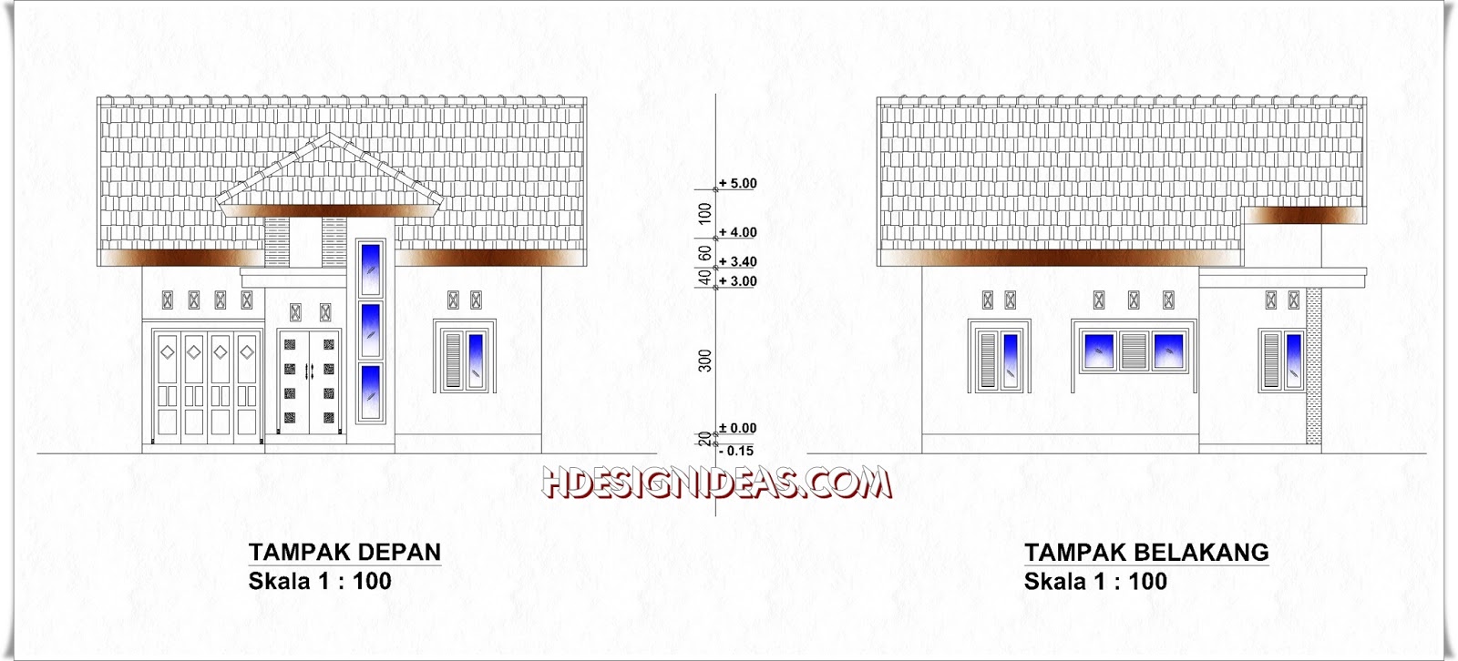 Denah Rumah Tinggal Ukuran 8 m x 8 5 m