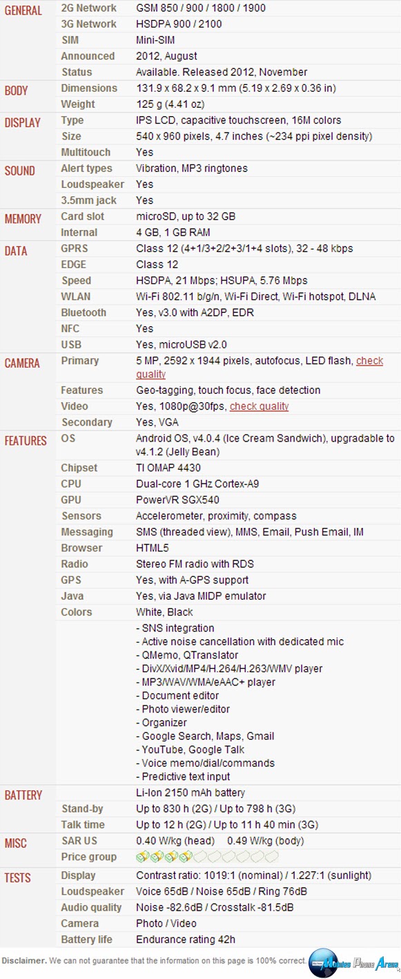 LG Optimus L9 P760 - Full phone specifications Pic