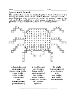 The Puzzle Den - Spider Word Search