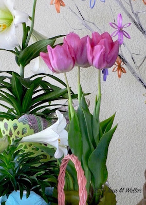 Pink tulips and Easter lilies photo ©2019 Tina M.Welter