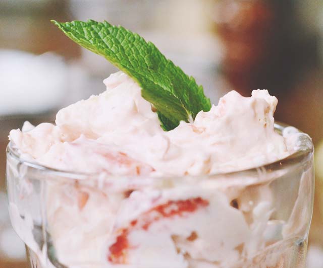 Eton Mess topped with mint leaf