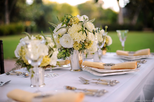 yellow and grey wedding centerpieces