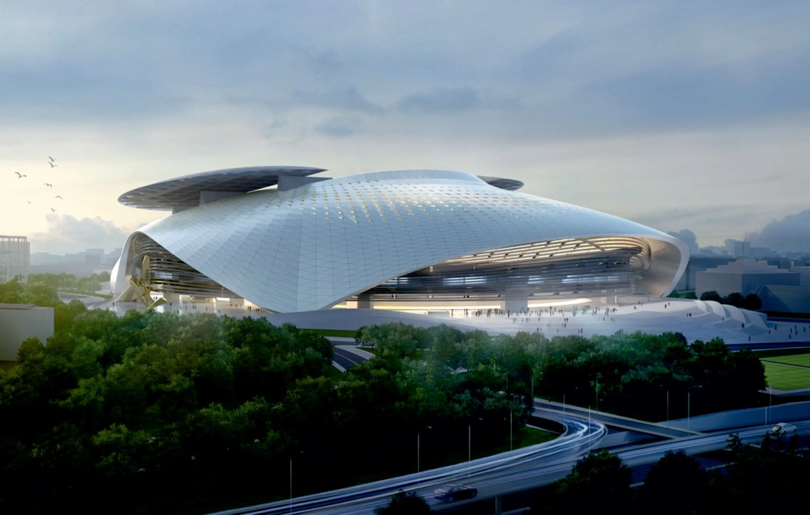 Timisoara-Arad, Romania: Silk Leaf Stadium by Coop Himmelb(L)AU