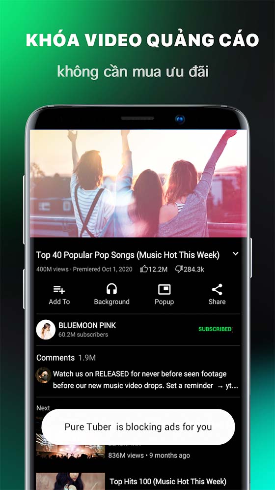 Pure Tuber - khóa Ads cho video - tải app trên Google Play, App Store a1