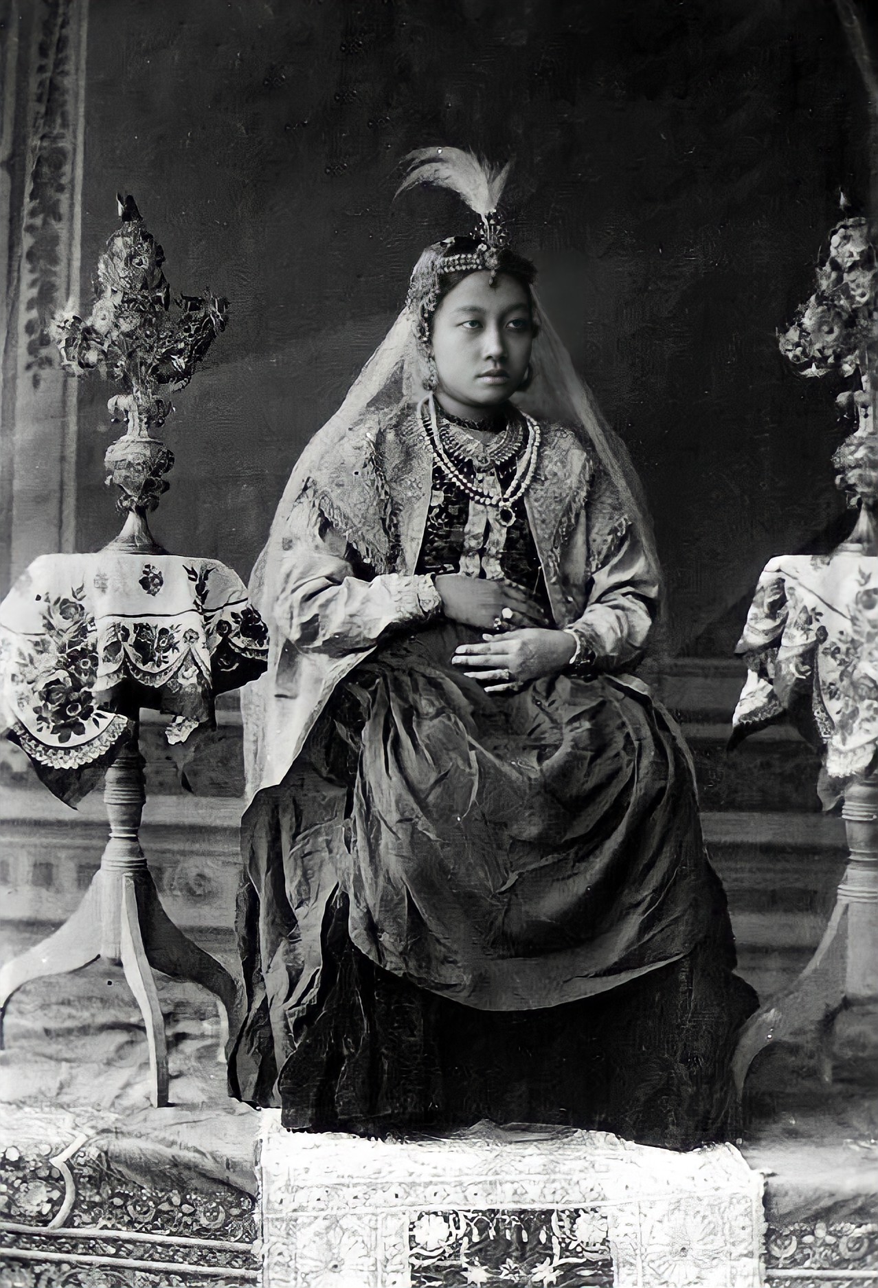 Maharani (Queen) Khuman Chanu Manmohini Devi [Third Wife of Maharaja (King) Bir Chandra Manikya] of Tripura, India | Rare & Old Vintage Photos (1890)