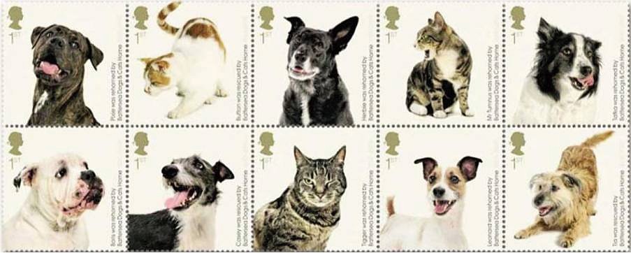 The Royal Mail issues today March 11, 2010, the Battersea Dogs and Cats Home 